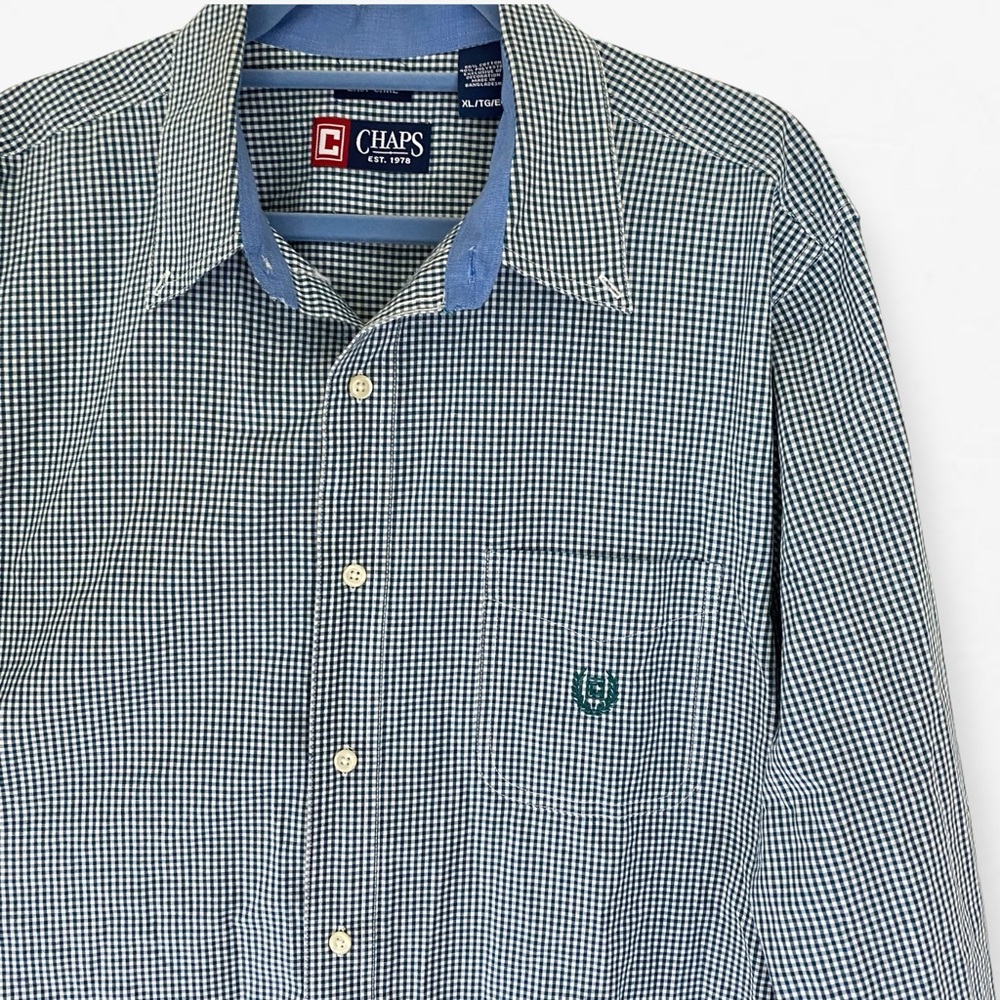 Chaps Blue Casual Button Down Shirt Relaxed Fit XL - Picture 3 of 6